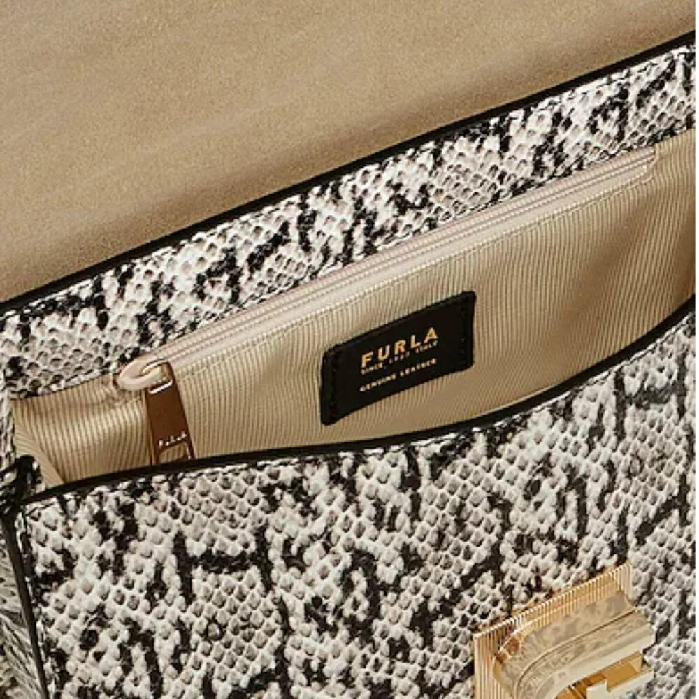 NWT！NEW！Furla 1927 Shoulder Bag Snakeskin Print Leather Made In Italy Women